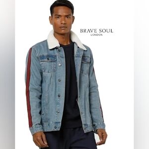 BRAVE SOUL Borg Collar Denim Jacket - Small
